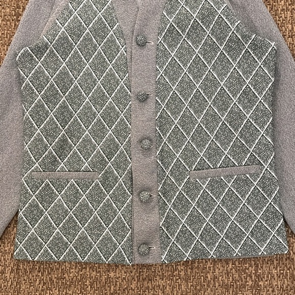 70s Diamond Checkered Cardigan - Picture 3 of 14